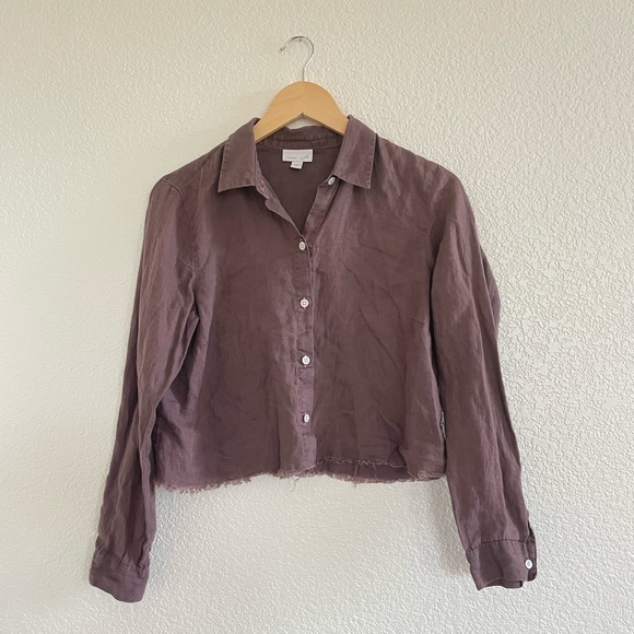J. Jill Tops - J Jill | Linen raw edge button up shirt size small